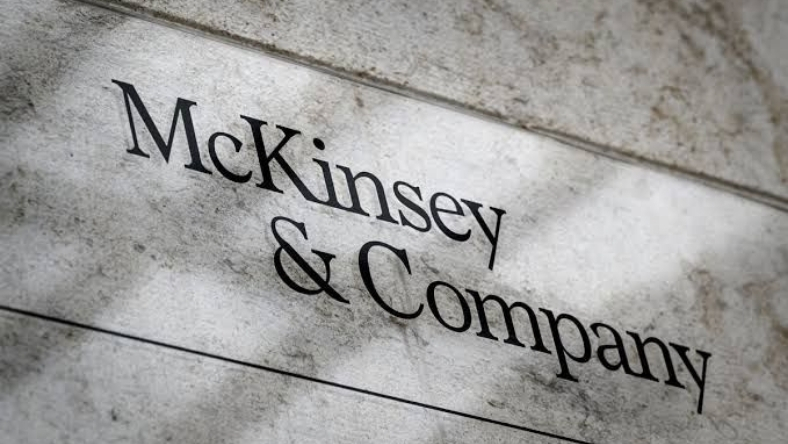 McKinsey & Company logo on corporate building facade